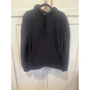 Athleta Womens cozy karma Black Fleece travel Zip Pocket Pullover Hoodie M cozy